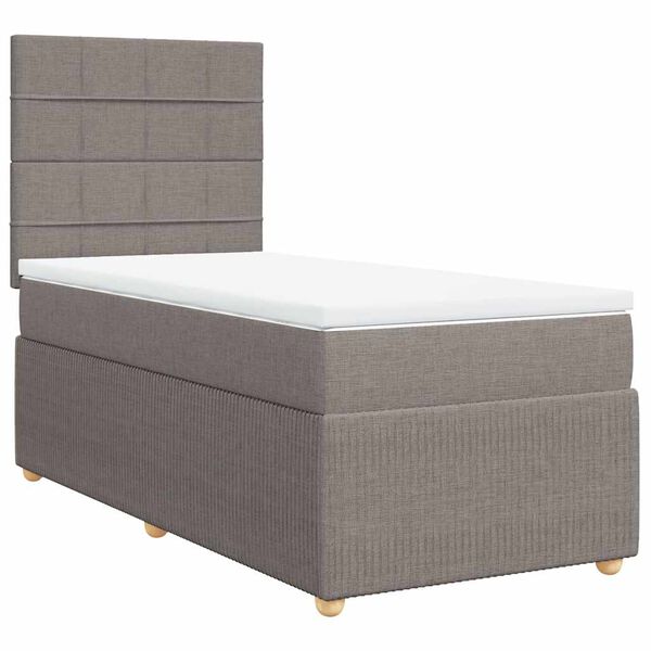 vidaXL Boxspringbett mit Matratze Taupe 90x190 cm Stoff