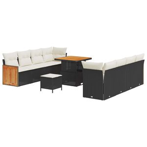 vidaXL Gartensofa-set 11 stk. 11-Sitzer Schwarz und Creme