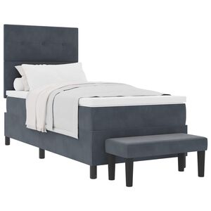 vidaXL Boxspringbett mit Kopfteil Dunkelgrau 200 x 80 cm Samt