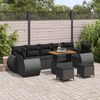 vidaXL Garten-Sofa-Set mit Kissen mit Speicher 10 pcs Schwarz