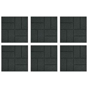vidaXL Gehwegstein 6 pcs Schwarz 40,5 x 40,5 x 2 cm Gummi