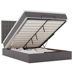 vidaXL Ottoman-Bett mit Matratze & LEDs Grau 140x190 cm Kunstleder