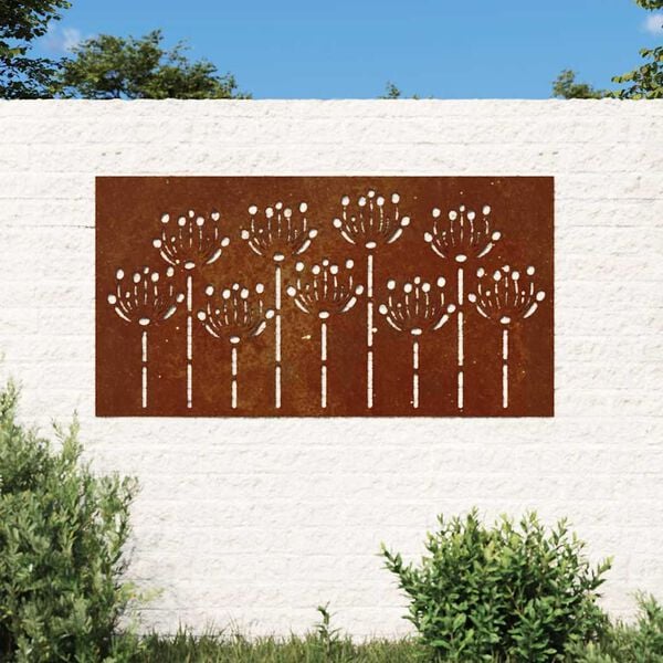 vidaXL Garten-Wanddeko 105x55 cm Cortenstahl Blumen-Design