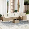 vidaXL 7-tlg. Garten-Sofagarnitur mit Kissen Beige Poly Rattan
