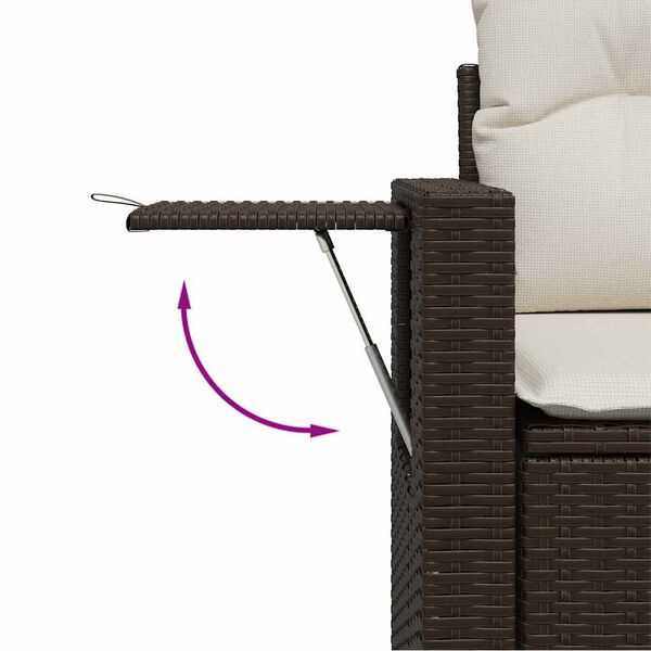 vidaXL 3-tlg. Garten-Sofagarnitur mit Kissen Braun Poly Rattan