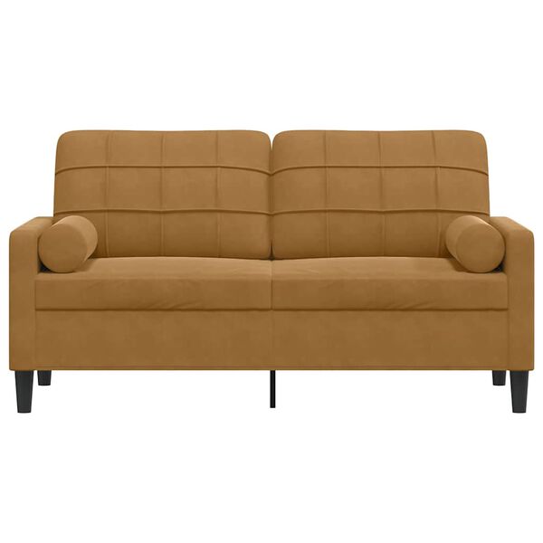 vidaXL 2-Sitzer-Sofa mit Zierkissen Braun 140 cm Samt
