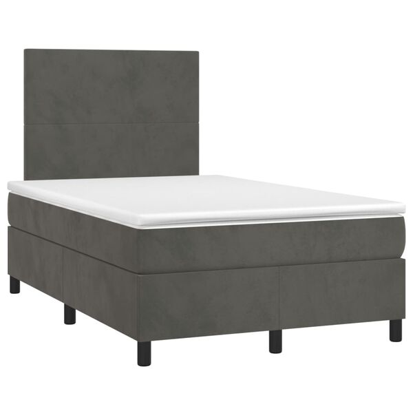 vidaXL Boxspringbett mit Matratze Dunkelgrau 120x190 cm Samt