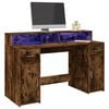 vidaXL LED-Schreibtisch R&auml;uchereiche 140x55x91 cm Holzwerkstoff