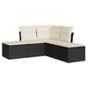 vidaXL 5-tlg. Garten-Sofagarnitur mit Kissen Schwarz Poly Rattan