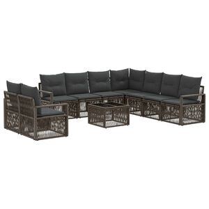 vidaXL Gartensofa-set 10 pcs Grau Poly-Rattan