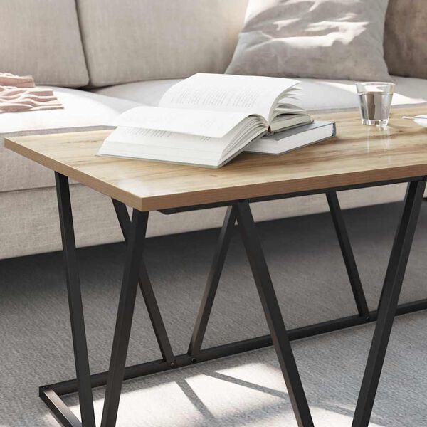 vidaXL Couchtisch Artisan-Eiche 100 x 50 x 40 cm Sperrholz und Metall