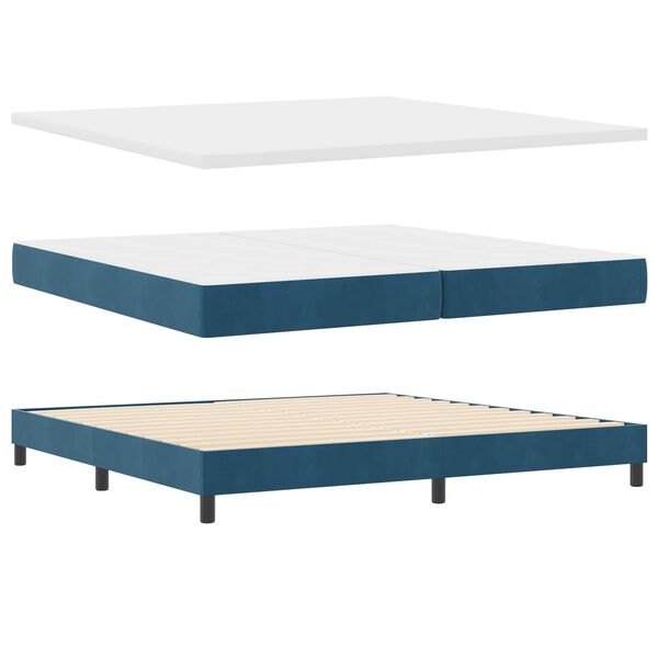 vidaXL Boxspringbett mit Matratze Dunkelblau 200 x 200 cm Samt