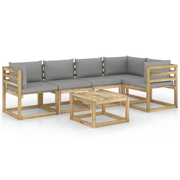 vidaXL 6-tlg. Garten-Lounge-Set mit Kissen Kiefernholz Impr&auml;gniert