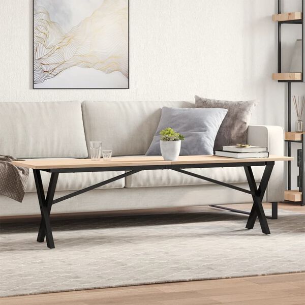 vidaXL Couchtisch X-Gestell 160x40x45 cm Massivholz Kiefer & Stahl