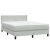 vidaXL Boxspringbett mit Matratze & LED Hellgrau 140x220 cm Samt