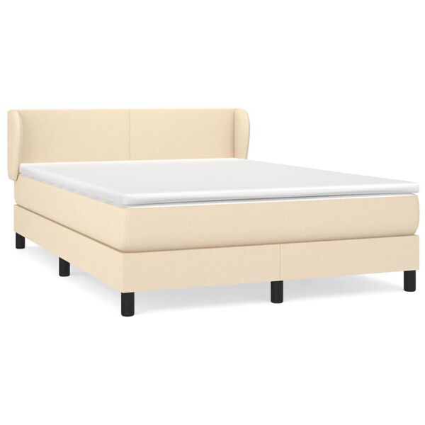vidaXL Boxspringbett mit Matratze Creme 140x190 cm Stoff