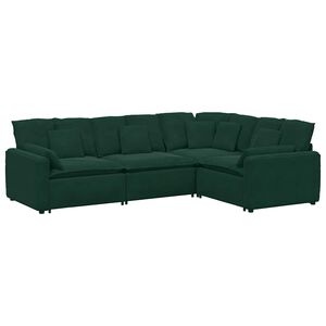 vidaXL Modulares Sofa mit Kissen Samt Dunkelgr&uuml;n
