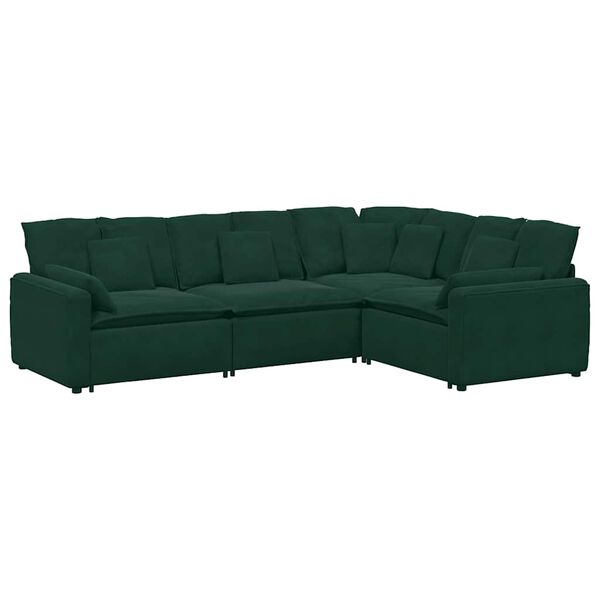 vidaXL Modulares Sofa mit Kissen Samt Dunkelgr&uuml;n