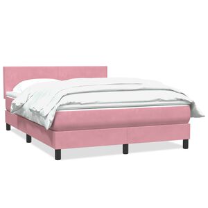 vidaXL Boxspringbett mit Matratze Rosa 160x210 cm Samt