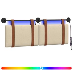 vidaXL H&auml;ngendes Kopfteil Mit LED Licht Creme Antikes PU