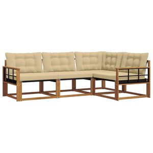 vidaXL Outdoor-Sofagarnitur mit Kissen 4 pcs Natur und Beige