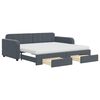 vidaXL Tagesbett Ausziehbar mit Schubladen Dunkelgrau 90x190 cm Samt