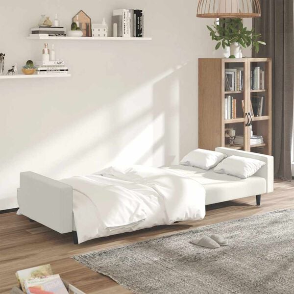 vidaXL Schlafsofa 2-Sitzer Creme Samt