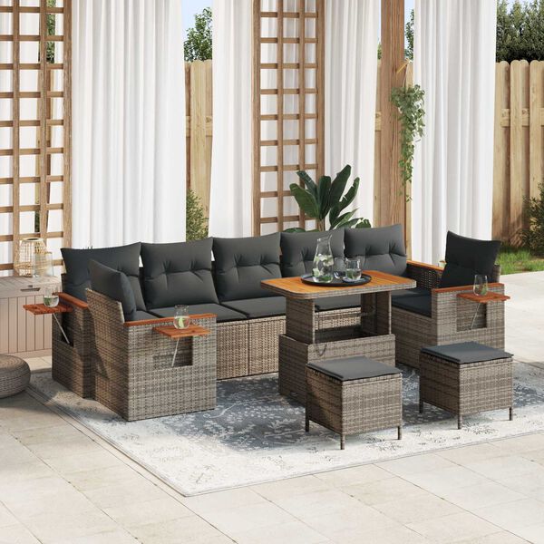 vidaXL Gartensofa-set mit Kissen 10 pcs Grau