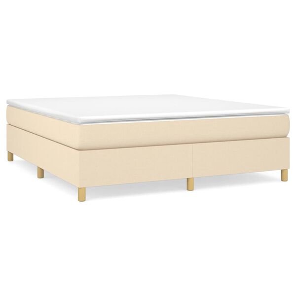 vidaXL Boxspringbett mit Matratze Creme 160x200 cm Stoff