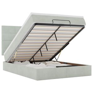 vidaXL Ottoman-Bett mit Matratzen & LEDs Hellgrau 140x190 cm Samt