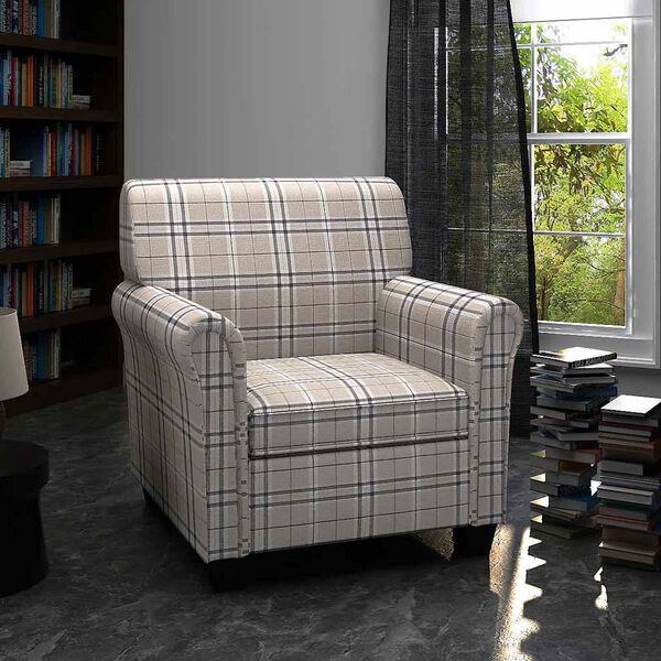 vidaXL Sessel mit Sitzkissen Creme Stoff