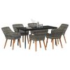 vidaXL Garten Essgruppe mit Kissen 7 pcs Grau Poly-Rattan