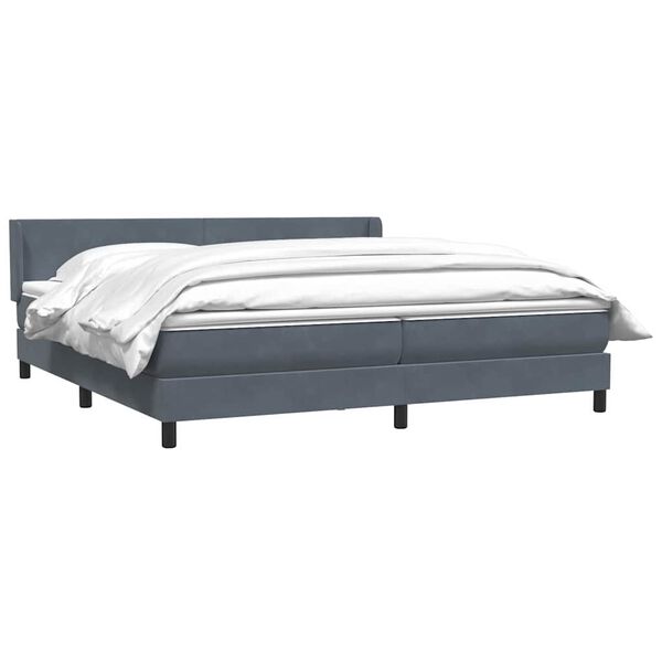 vidaXL Boxspringbett mit Matratze Dunkelgrau 180x210 cm Samt