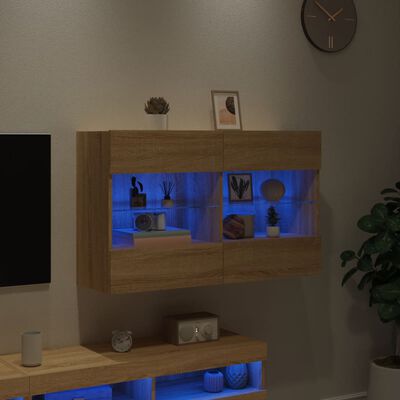 vidaXL TV-Wandschrank mit LED-Leuchten Sonoma-Eiche 98,5x30x60,5 cm