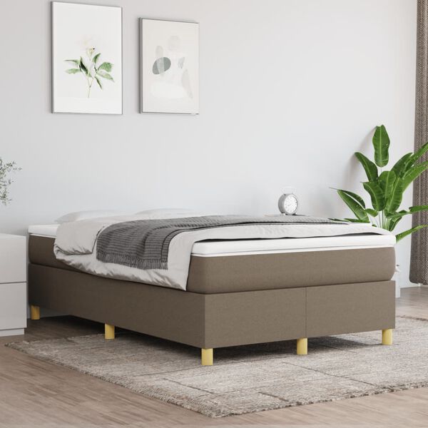 vidaXL Boxspringbett mit Matratze Taupe 120x200 cm Stoff