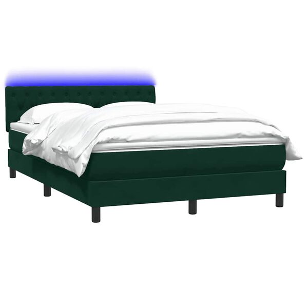 vidaXL Boxspringbett mit Matratze & LED Dunkelgr&uuml;n 160x220 cm Samt