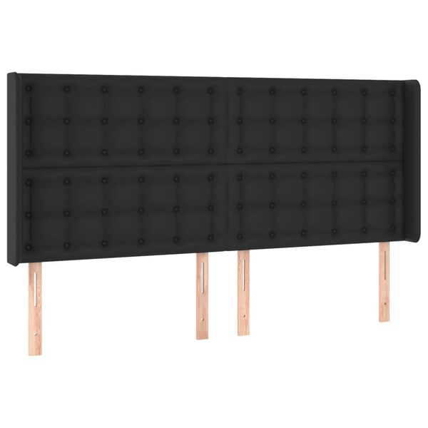 vidaXL Kopfteil mit Ohren Schwarz 203x16x118/128 cm Kunstleder