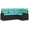 vidaXL Gartensofa-set 4 stk. Schwarz und T&uuml;rkis Poly-Rattan