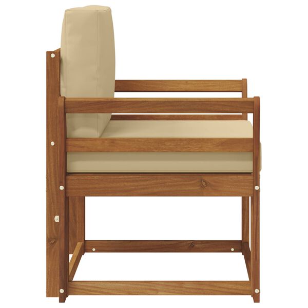 vidaXL Outdoor-Sofa Massives Akazienholz und Polyester Natur