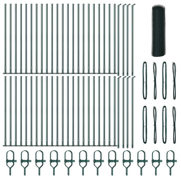 vidaXL Zaunpfosten Grün 100 x 0,4 m (25 mm Netz) Stahl und PVC