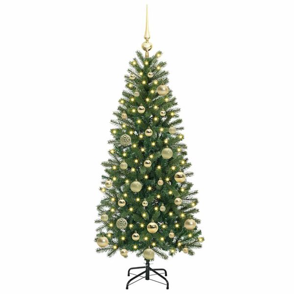 vidaXL K&uuml;nstlicher Weihnachtsbaum mit 150 LEDs Gr&uuml;n 120 cm PE und PVC