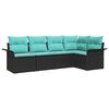 vidaXL Gartensofa-set mit Kissen 5 pcs Schwarz Poly-Rattan