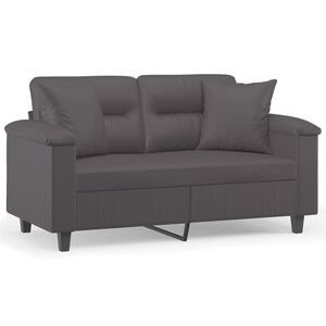 vidaXL 2-Sitzer-Sofa mit Zierkissen Grau 120 cm Kunstleder
