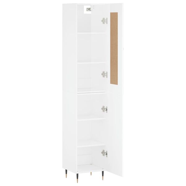 vidaXL Highboard Hochglanz-Wei&szlig; 34,5x34x180 cm Holzwerkstoff