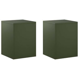 vidaXL Pflanzenst&auml;nder 2 pcs Olivgr&uuml;n 30 x 30 x 40 cm Stahl