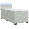 vidaXL Boxspringbett mit Matratze und LED Hellgrau 90 x 200 cm Samt