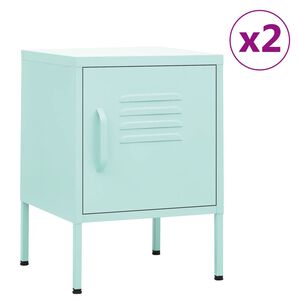 vidaXL Nachttische 2 Stk. Minzgr&uuml;n 35x35x51 cm Stahl