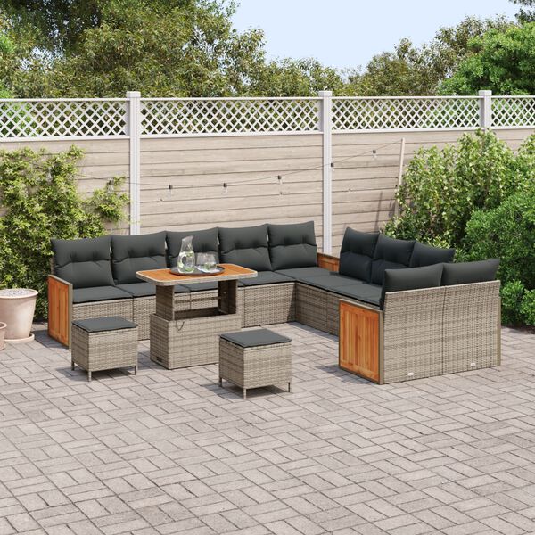 vidaXL Gartensofa-set mit Kissen 13 pcs Grau