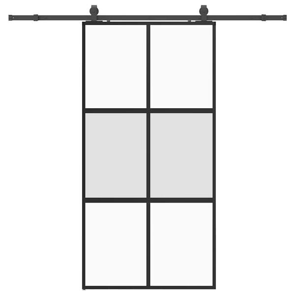 vidaXL Schiebet&uuml;r mit Beschlag Schwarz 102,5x205 cm Hartglas