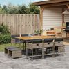 vidaXL 11-tlg. Garten-Essgruppe mit Kissen Grau Poly Rattan